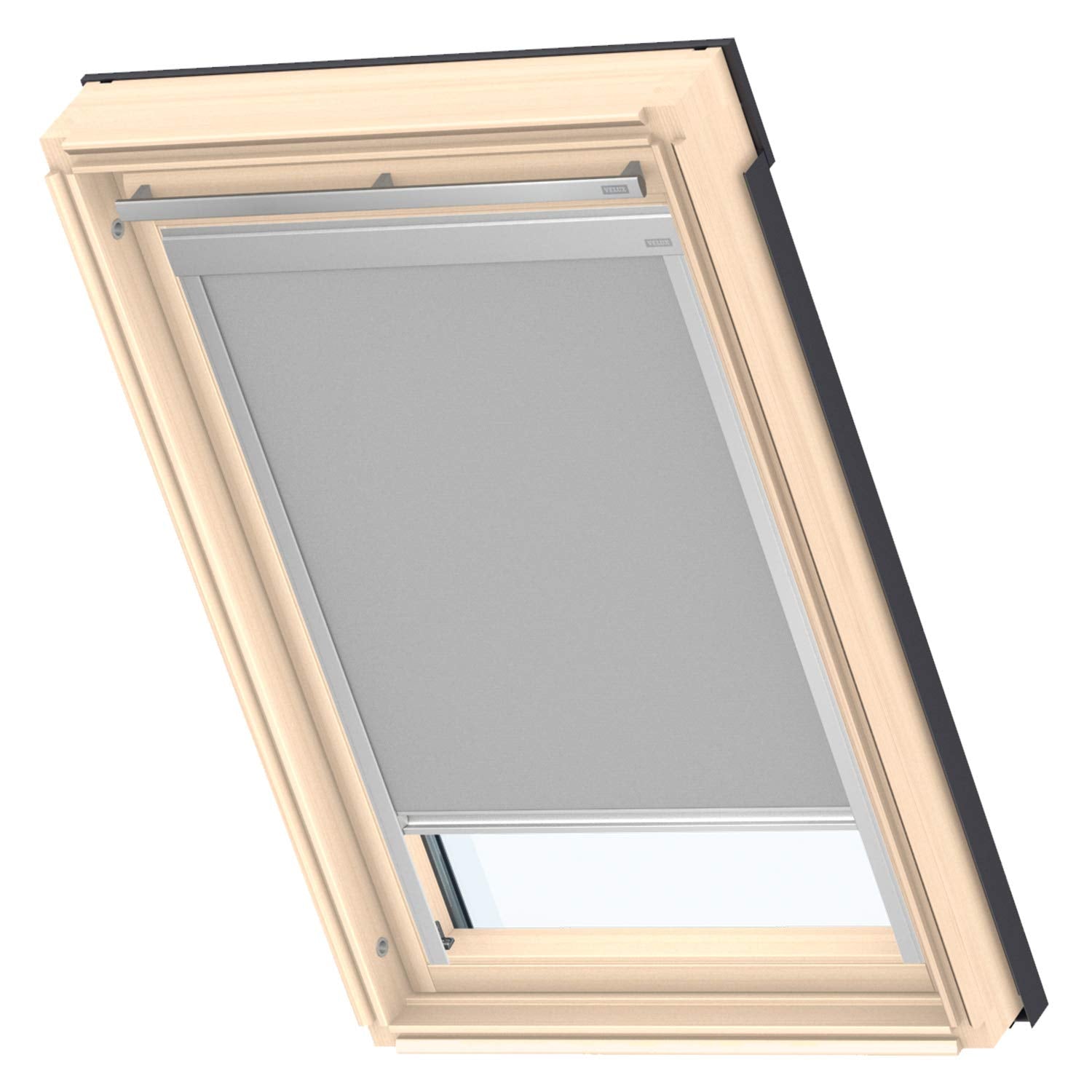 VELUX Original Dachfenster Verdunkelungsrollo Classic - Grau M06. Rechteckiges, graues Rollo zur vollständigen Raumverdunkelung in Dachfenstern.