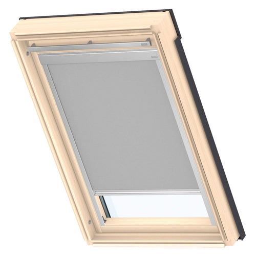 VELUX Original Dachfenster Verdunkelungsrollo Classic - Grau M06. Rechteckiges, graues Rollo zur vollständigen Raumverdunkelung in Dachfenstern.