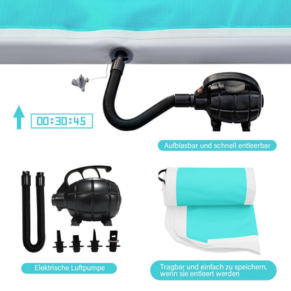 AKSPORT Air Track Tumblingmatte aufblasbar – doppelt mintgrün