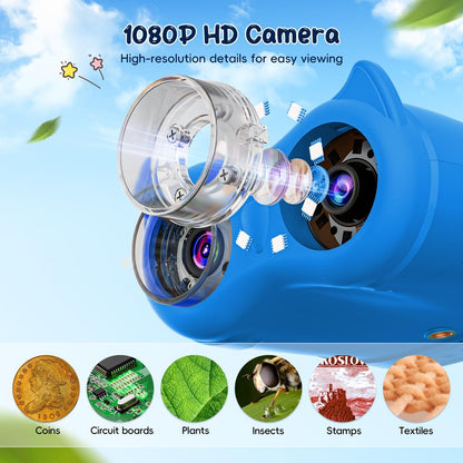 Temodu 2-in-1 Mikroskop und Fernglas für Kinder, 4K, 1000x, Blau