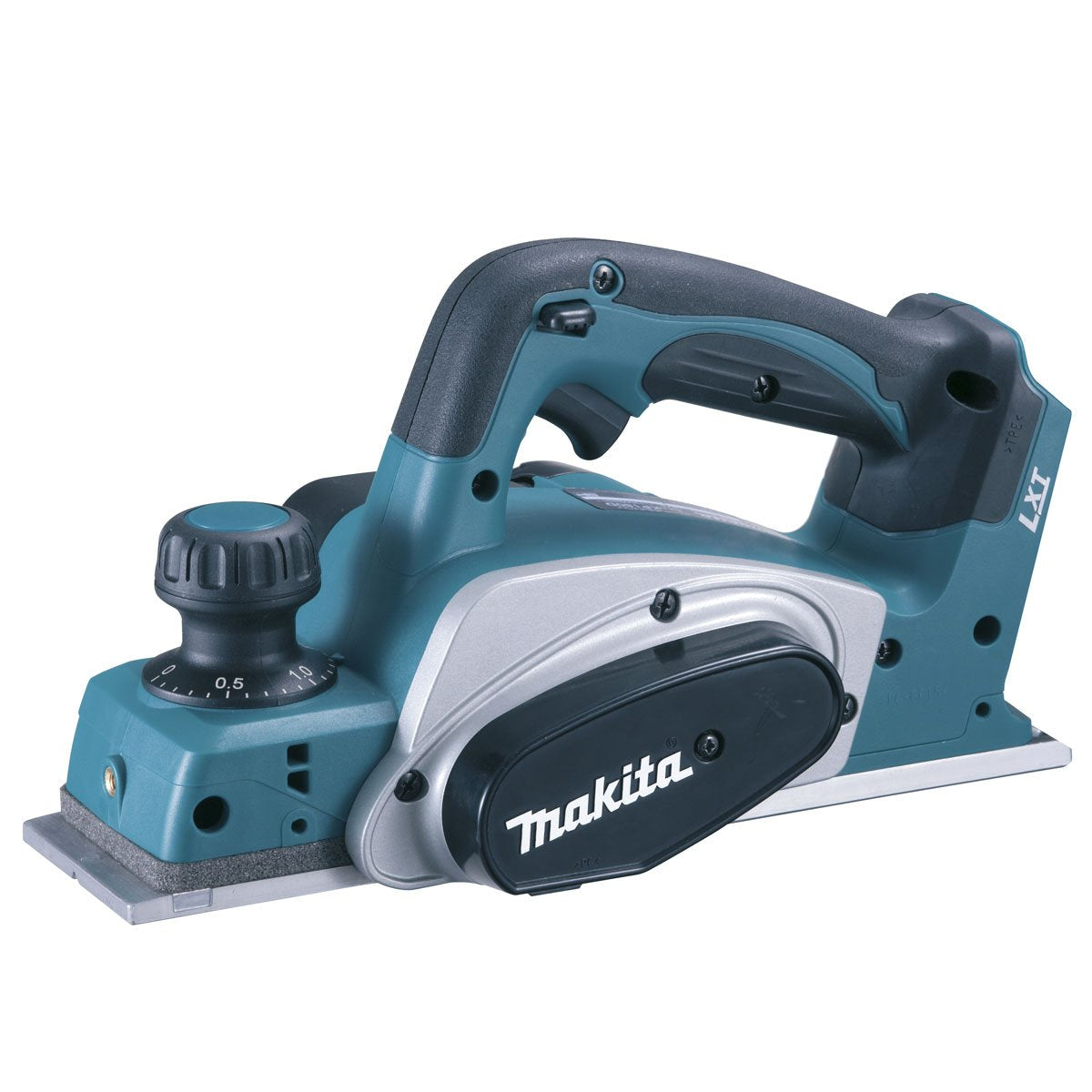 Makita DKP180Z Akku-Hobel 18V – Gerät ohne Akku/Ladegerät, blauer Handhobel. Glättet Holzoberflächen präzise.