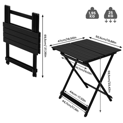 WOLTU Campingtisch klappbar, Aluminium Gartentisch schwarz