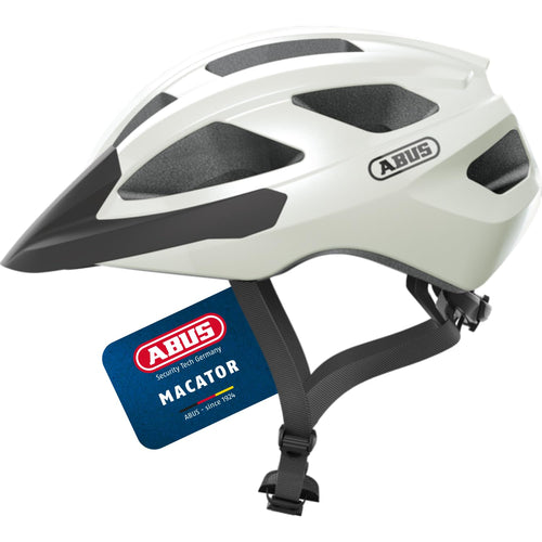 ABUS Macator Rennradhelm, weiss glänzend, Grösse L (58-62 cm), mit Belüftungsöffnungen und Verstellrad