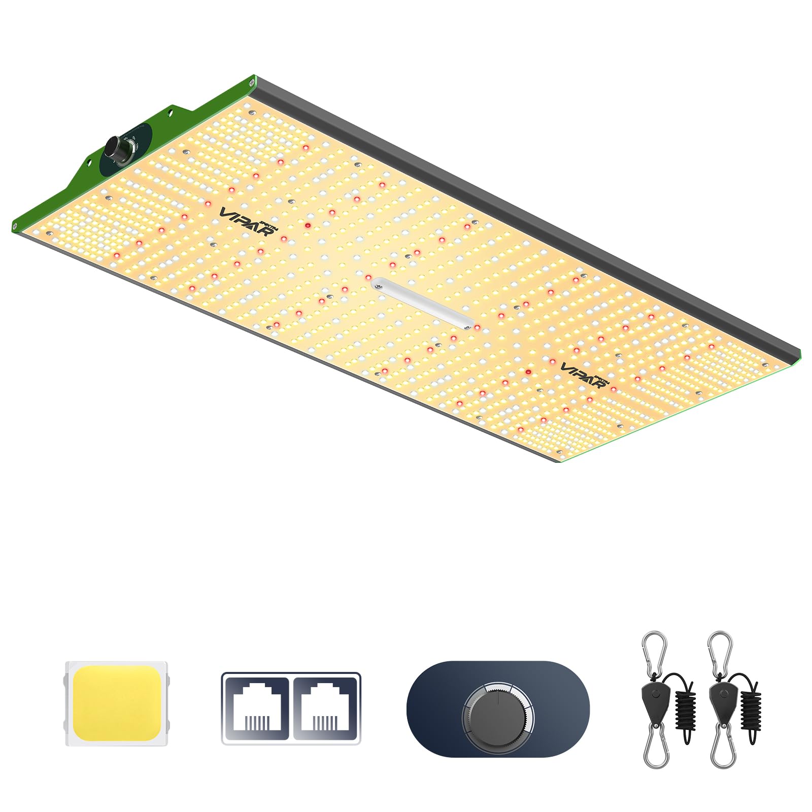 VIPARSPECTRA P2000 LED Grow Lampe Vollspektrum Dimmbar 250W. Rechteckige LED-Leuchte. Fördert Pflanzenwachstum durch volles Spektrum.
