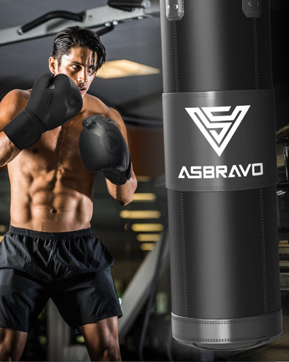 ASBRAVO Boxsack 4ft ungefüllt Trainingsset – Schwarz