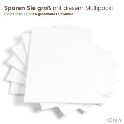 Elan Keilrahmen Leinwand 40x60 cm, 6er Set, 100% Baumwolle, 280 g/m²