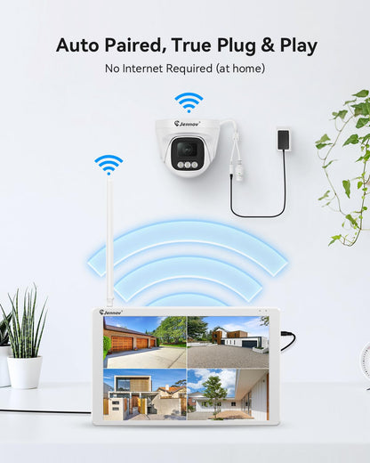 Jennov Überwachungskamera Set 10" Monitor Wireless NVR 2x 5MP Aussen