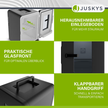 Juskys 2in1 Mini Kühlschrank Minibar 15L Schwarz - Heizfunktion