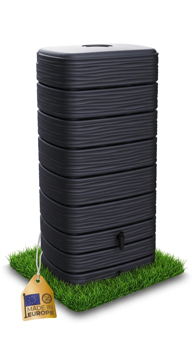 Ondis24 Regenwasser-Wandtank Eco 650 Liter Graphit mit Wasserhahn aus Kunststoff
