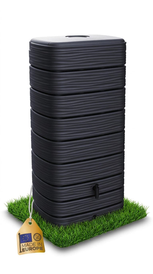 Ondis24 Regenwasser-Wandtank Eco 650 Liter Graphit mit Wasserhahn aus Kunststoff