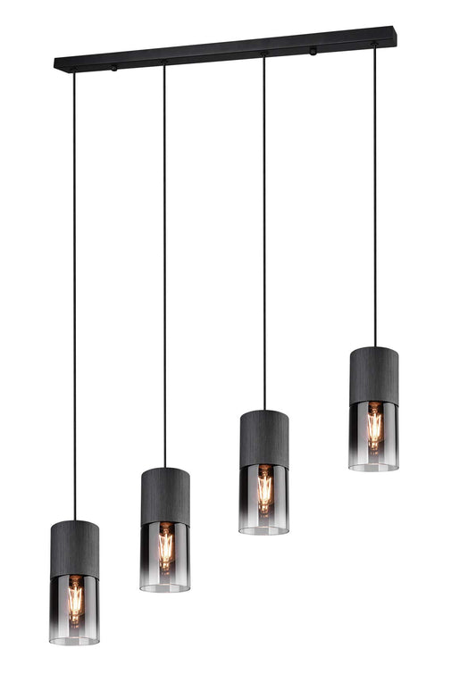 Trio Leuchten Pendelleuchte Robin 310600432 Schwarz Matt/Rauchfarbig