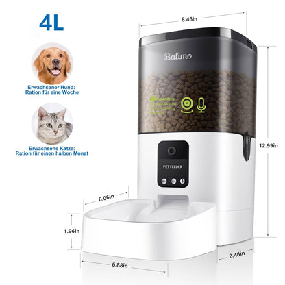 Balimo Futterautomat Katze – WLAN, HD Video & App Steuerung 4L