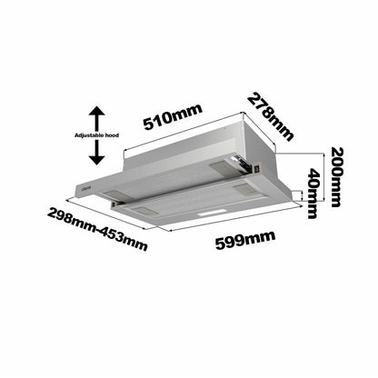 CIARRA CBCS6906D Flachschirmhaube 60cm Umluft - Silber