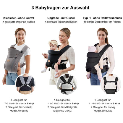 vrbabies Babytrage für Neugeborene ab Geburt, ergonomisch, schwarz
