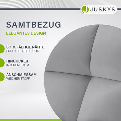 Juskys Drehstuhl Dallas Esszimmerstuhl - 2er Set Samt Hellgrau