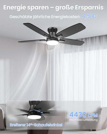 Airwit 106cm Deckenventilator mit Licht und Fernbedienung