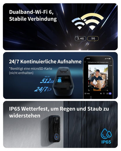 Aqara G400 Video-Türklingel mit Chime, 2K, PoE, HomeKit Secure Video