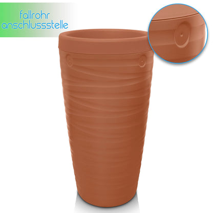 YourCasa Regentonne 240 Liter Wave mit Wasserhahn, Terracotta