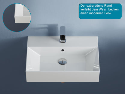 Aqua Bagno Eckiges Design Handwaschbecken Keramik 60x42 cm