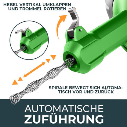 Meisterfaktur Rohrreinigungsspirale - Automatik 15m Bohraufsatz