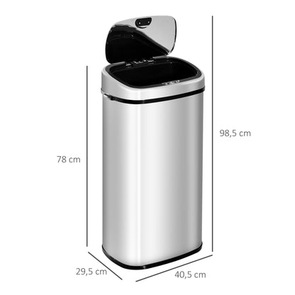 HOMCOM Sensor Mülleimer 68L Automatik – Edelstahl Silber