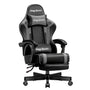 Riftracer Gaming Stuhl ergonomisch mit Fussstütze, schwarz-grau, mit Kopfstütze und Lordosenstütze