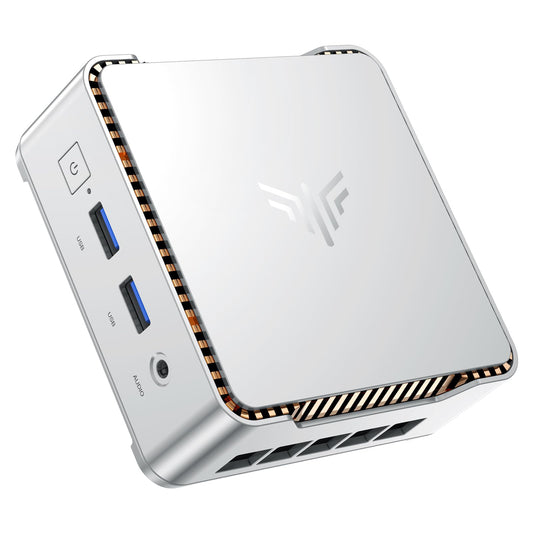 NiPoGi Essenx E2 Mini PC - N97, 16GB RAM, 512GB SSD, W11 Pro. Schwarzes Kompaktgerät für tägliche PC-Nutzung.