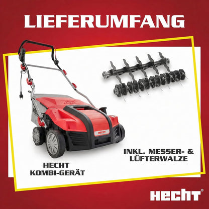 Hecht Elektro-Vertikutierer 2 in 1 mit Messer- und Lüfterwalze