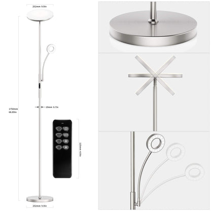 Anten Klara LED Deckenfluter Leselampe - Nickel matt dimmbar