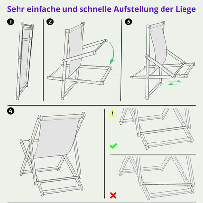 IMPWOOD Liegestuhl aus Buchenholz, klappbar, grau, bis 120 kg