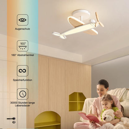 Epochglo Flugzeug LED Deckenleuchte Dimmbar für Kinderzimmer, Ø53cm