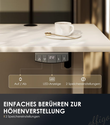 OffiGo Höhenverstellbarer Schreibtisch 160 cm – Weiss