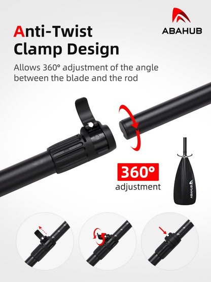 Abahub 2-in-1 SUP- und Kajakpaddel, Aluminium, verstellbar, schwarz