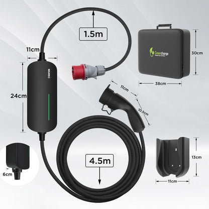 Morec Mobile Wallbox 11 kW Typ 2 Ladekabel mit CEE-Stecker, 6 m