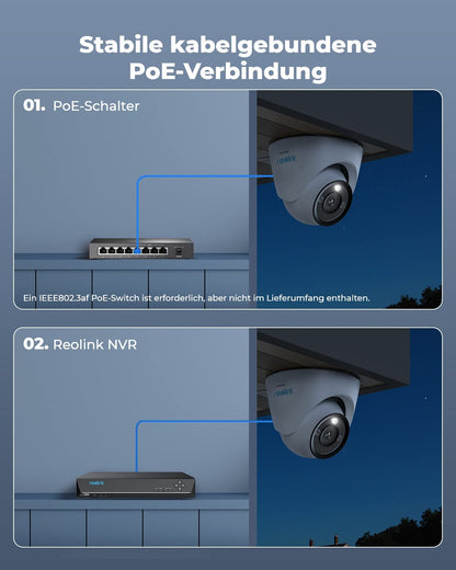 Reolink 12MP PoE IP Überwachungskamera Aussen Dome – Weiss