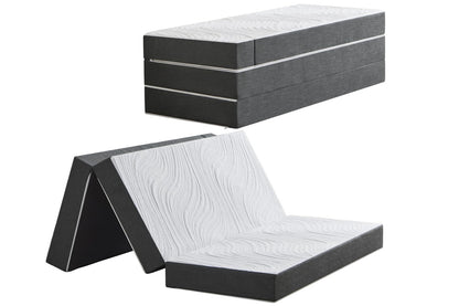 Twirest Klappmatratze für Gäste - 75x195x15 cm grau. Faltbare graue Matratze als Liegefläche für Gäste.