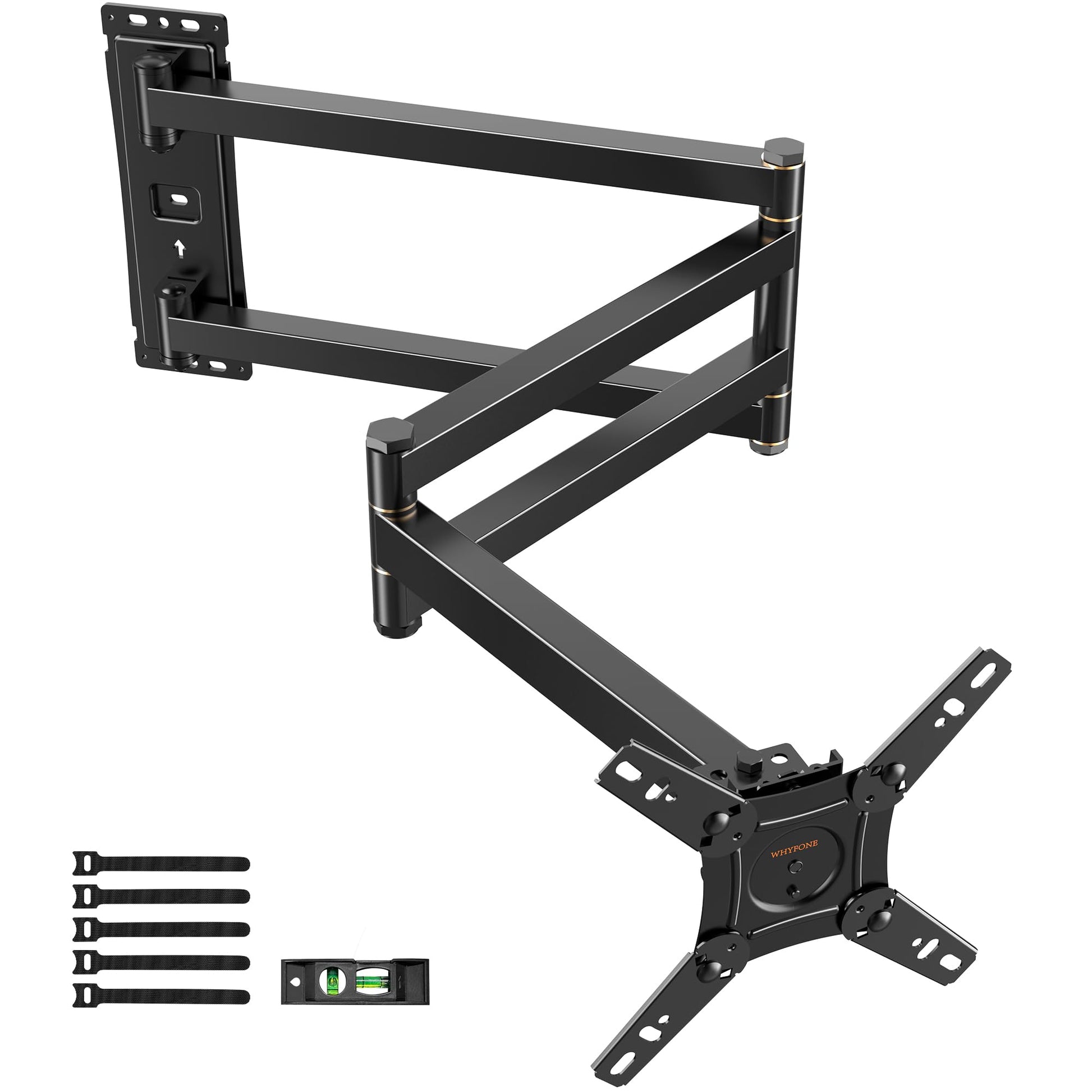 WHYFONE TV Wandhalterung schwenkbar Ecke 13-43 Zoll - 1036mm Arm. Schwarzer Gelenkarm für flexible TV-Eckmontage.
