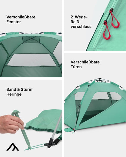 qeedo Quick Palm Strandmuschel – Leichtes Quick-Up UV80 Zelt