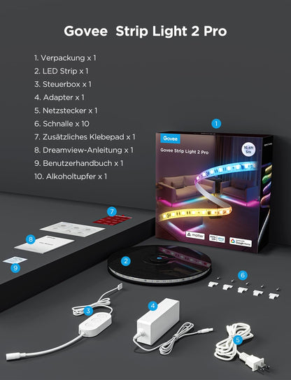 Govee LED Strip 2 Pro Smart RGBIC LED Streifen – 5m Matter