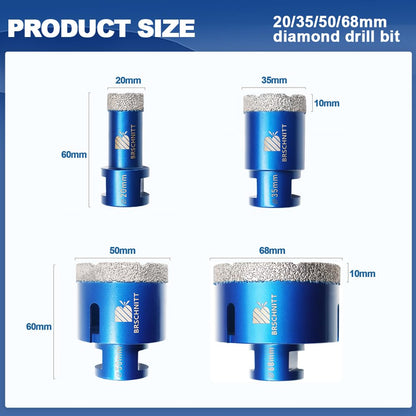 Diamantbohrer Set Fliesen Granit Marmor – 20/35/50/68mm Trockenbohren