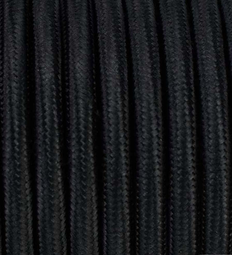 Textilkabel 3G1,5 Lampenkabel: Schwarzes, textilummanteltes Kabel. Leitet Strom für Leuchten und Geräte.