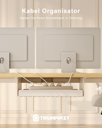 TRIUMPHKEY Höhenverstellbarer Schreibtisch 160x80 cm mit USB, Beige
