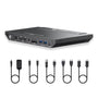 AV Access KVM Dockingstation für 2 Computer – 4K Dual HDMI, 100W PD, schwarz, rechteckig. Schaltet KVM & 4K HDMI für 2 PCs.