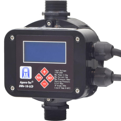 Agora-Tec® Pumpensteuerung DWv-18-LCD – Einstellbar, verkabelt