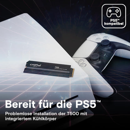 Crucial T500 SSD 2TB PCIe Gen4 NVMe M.2 mit Kühlkörper