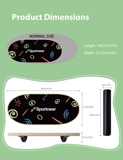 Sportneer Balance Board für Kinder, Wobble Board mit Rolle