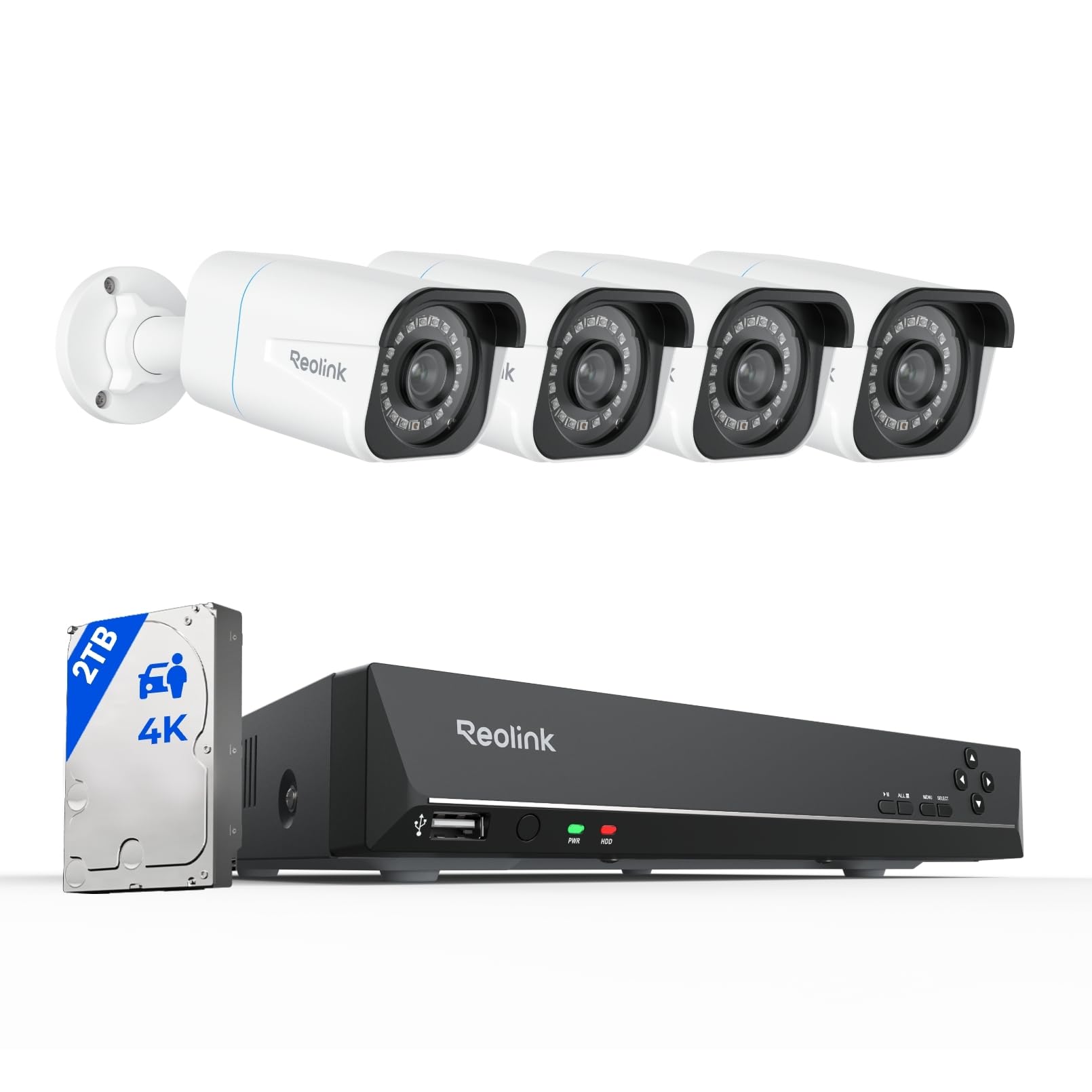 Reolink RLK8-800B4 4K Überwachungskamera Set mit 8-Kanal NVR und vier PoE IP-Kameras