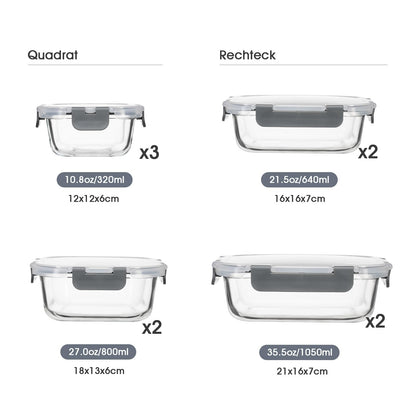 GENICOOK Glas-Frischhaltedosen Set 18-teilig, luftdicht, BPA-frei