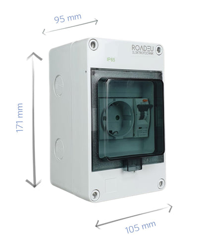 RoadEu Schuko Wandverteiler FI Schutzschalter IP65 – 16A 230V