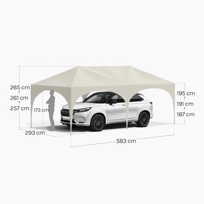 WOLTU Faltpavillon 3x6 m mit 6 Seitenwänden, UV-Schutz 50+, Beige